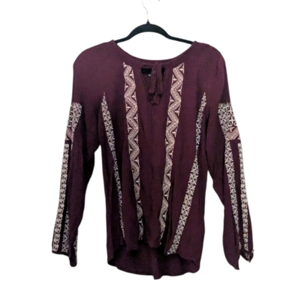 American Eagle Embroidered Boho Peasant Top, Size Small